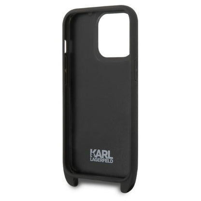 Puzdro pre Apple iPhone 14 Pro, Karl Lagerfeld, Monogram Ikonik Karl, Čierne