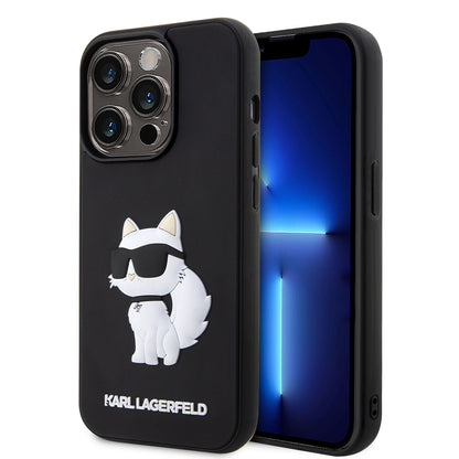Puzdro pre Apple iPhone 14 Pro Max, Karl Lagerfeld, 3D Rubber Choupette, Čierne