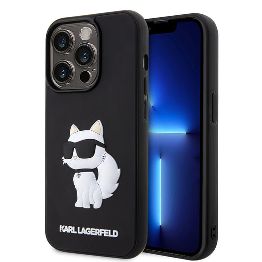 Puzdro pre Apple iPhone 14 Pro Max, Karl Lagerfeld, 3D Rubber Choupette, Čierne