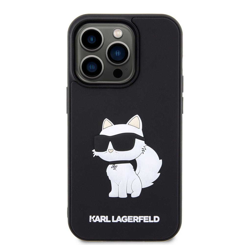 Puzdro pre Apple iPhone 14 Pro Max, Karl Lagerfeld, 3D Rubber Choupette, Čierne