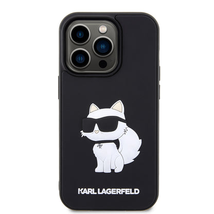 Puzdro pre Apple iPhone 14 Pro Max, Karl Lagerfeld, 3D Rubber Choupette, Čierne