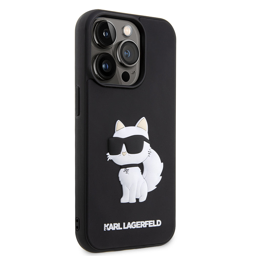 Puzdro pre Apple iPhone 14 Pro Max, Karl Lagerfeld, 3D Rubber Choupette, Čierne