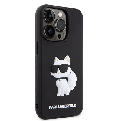 Puzdro pre Apple iPhone 14 Pro Max, Karl Lagerfeld, 3D Rubber Choupette, Čierne