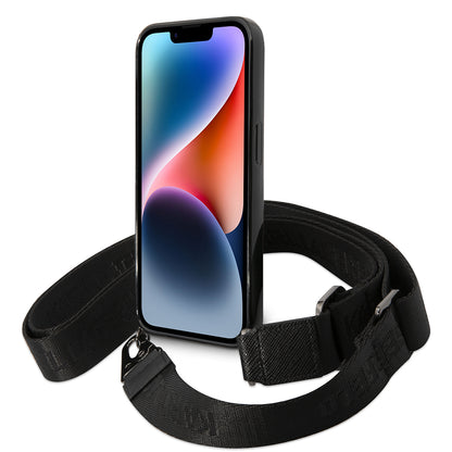 Puzdro pre Apple iPhone 14 Pro Max, Karl Lagerfeld, Color Stripes with Strap, Ružová