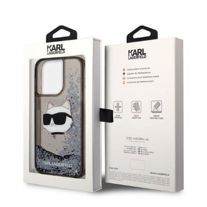 Case for Apple iPhone 14 Pro Max, Karl Lagerfeld, Glitter Choupette's Head, Black