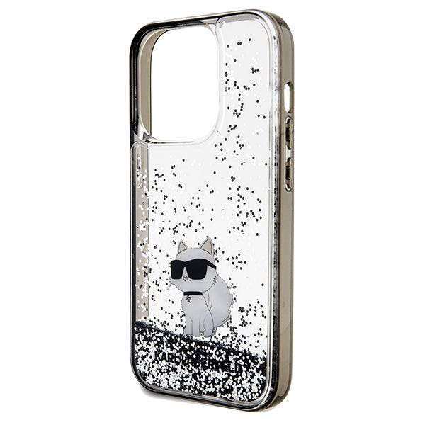 Puzdro pre Apple iPhone 14 Pro Max, Karl Lagerfeld, Liquid Glitter Choupette, Transparentné