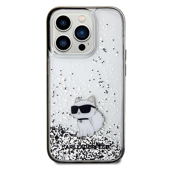Puzdro pre Apple iPhone 14 Pro Max, Karl Lagerfeld, Liquid Glitter Choupette, Transparentné