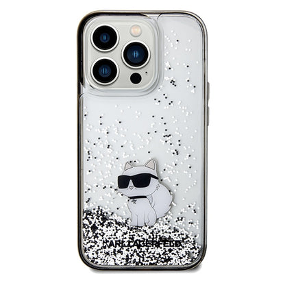 Puzdro pre Apple iPhone 14 Pro Max, Karl Lagerfeld, Liquid Glitter Choupette, Transparentné