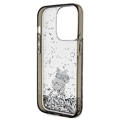 Puzdro pre Apple iPhone 14 Pro Max, Karl Lagerfeld, Liquid Glitter Choupette, Transparentné