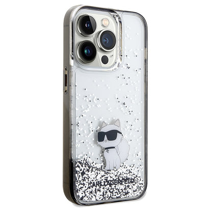 Puzdro pre Apple iPhone 14 Pro Max, Karl Lagerfeld, Liquid Glitter Choupette, Transparentné