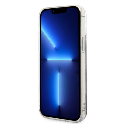 Puzdro pre Apple iPhone 14 Pro Max, Karl Lagerfeld, Liquid Glitter Monogram, Strieborné