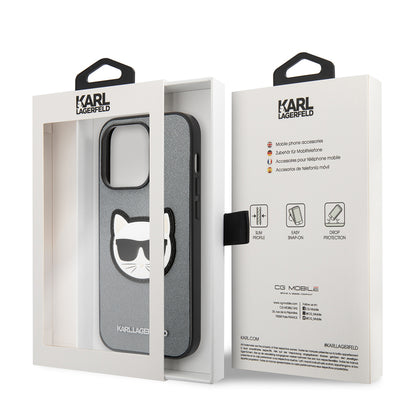 Puzdro pre Apple iPhone 14 Pro Max, Karl Lagerfeld, Saffiano Choupette's Head, Strieborné
