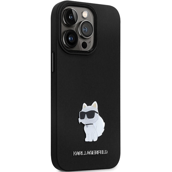 Case for Apple iPhone 14 Pro Max, Karl Lagerfeld, Silicone Choupette Metal, Black