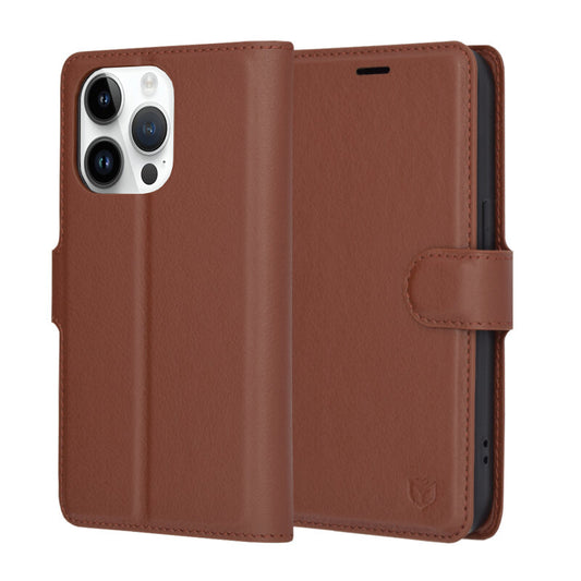 Obal na Apple iPhone 14 Pro, Techsuit, kožené folio, hnedá
