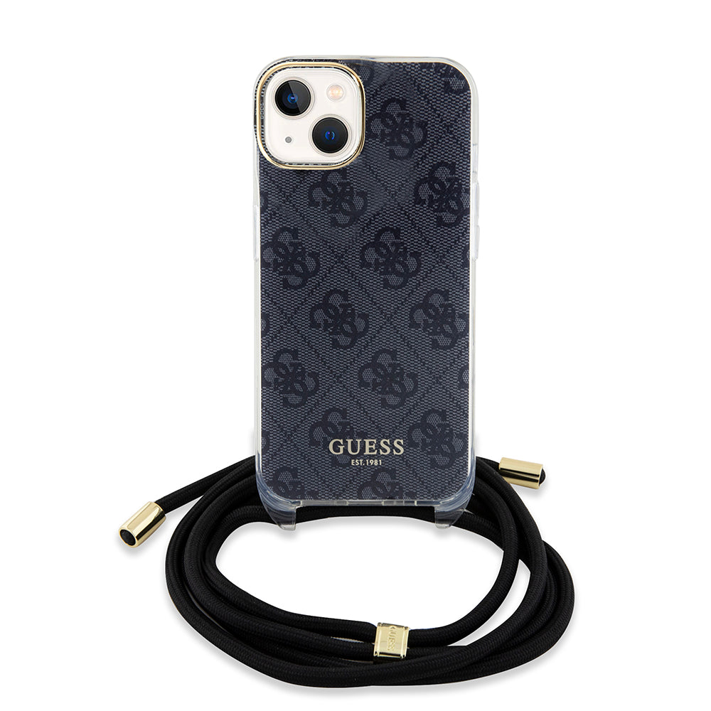 Case for Apple iPhone 15, Guess, 4G IML Printed Crossbody, Black
