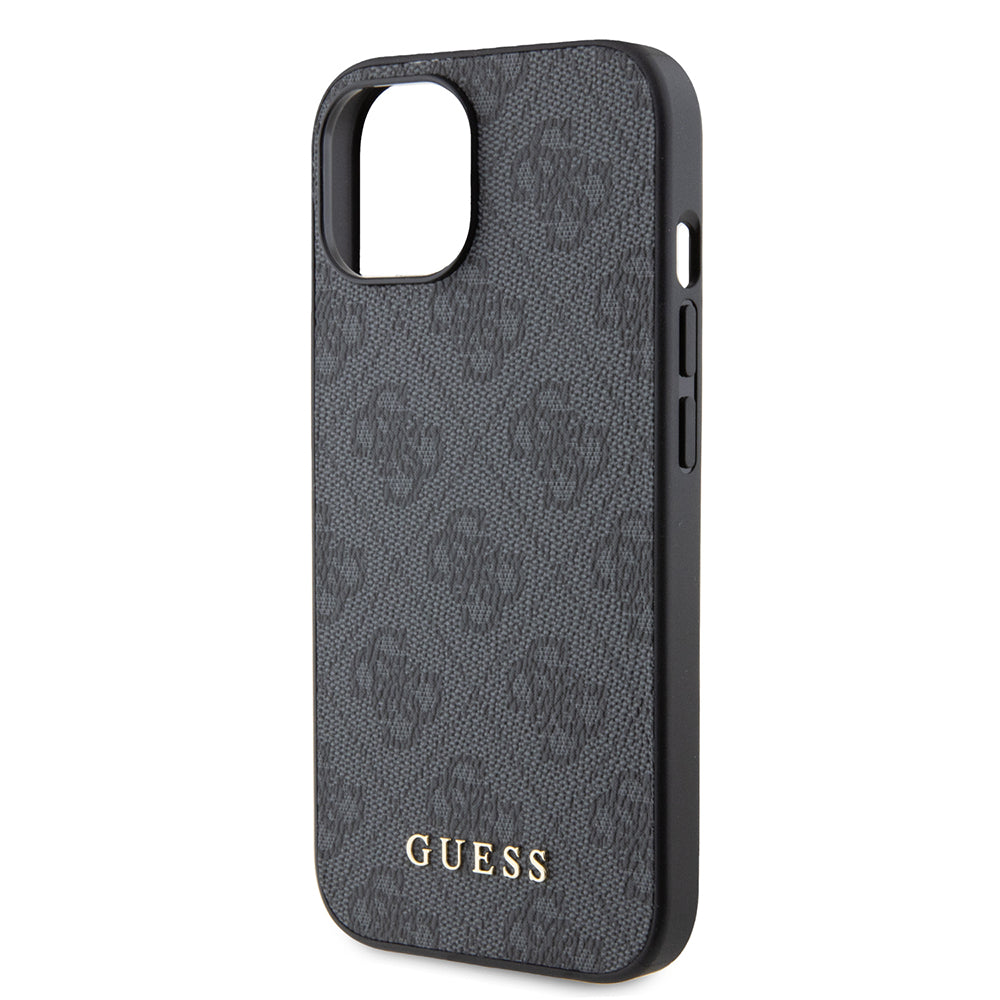 Puzdro pre Apple iPhone 15, Guess, 4G Metal Gold Logo, Sivé