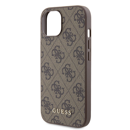Puzdro pre Apple iPhone 15, Guess, 4G Metal Gold Logo, Hnedé