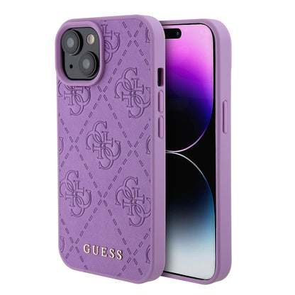 Case for Apple iPhone 15, Guess, 4G Stamped, Light Purple