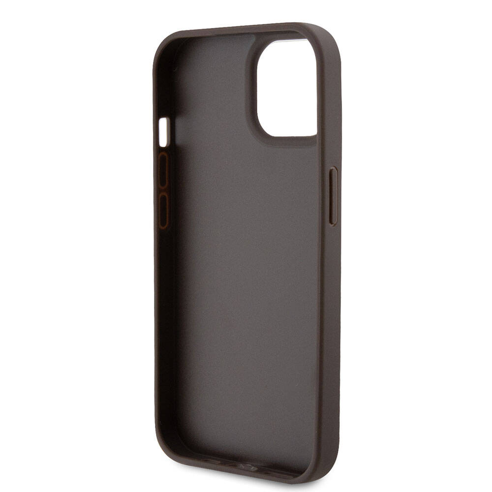 Puzdro pre Apple iPhone 15, Guess, Crossbody 4G Metal Logo, Hnedé