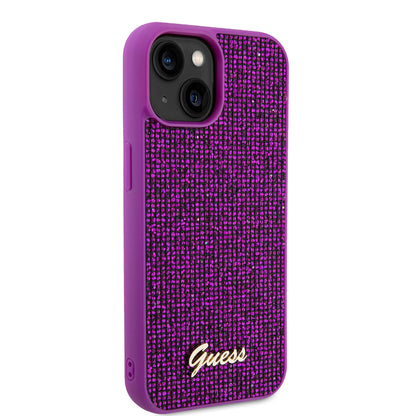 Puzdro pre Apple iPhone 15, Guess, Disco Metal Script, Fucsia