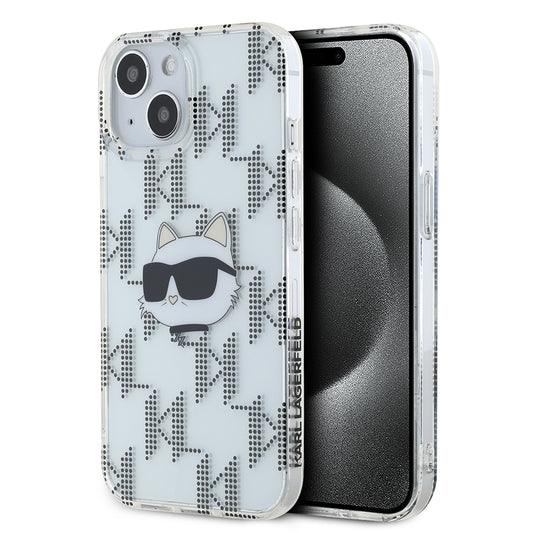 Puzdro pre Apple iPhone 15, Karl Lagerfeld, IML Electroplated Choupette Head, Transparentné