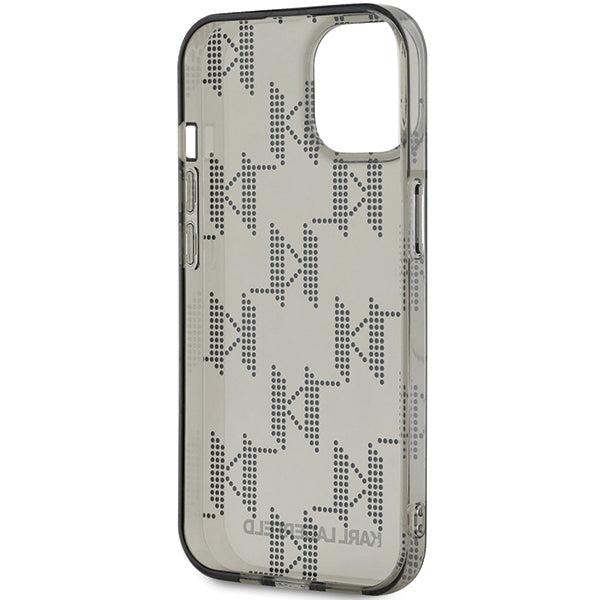 Puzdro pre Apple iPhone 15, Karl Lagerfeld, IML Luxury Monogram KL Pattern with Strap, Čierne