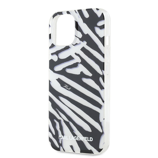 Puzdro pre Apple iPhone 15, Karl Lagerfeld, IML Luxury Zebra Pattern with Strap, Čierne