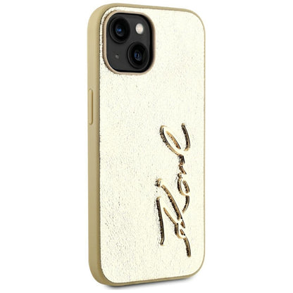 Puzdro pre Apple iPhone 15, Karl Lagerfeld, Metal Signature, Zlaté