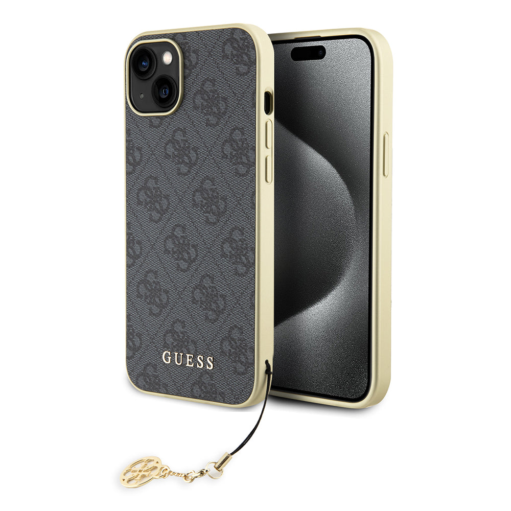 Puzdro pre Apple iPhone 15 Plus, Guess, 4G Charm, Sivé