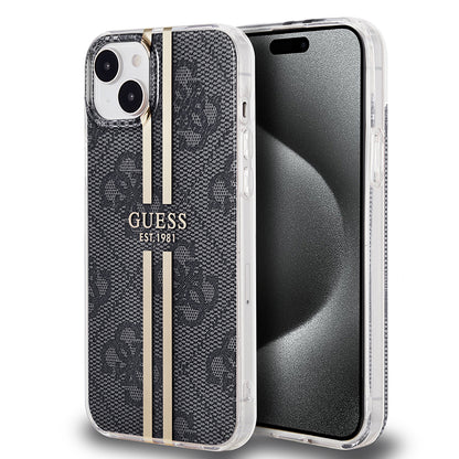 Puzdro pre Apple iPhone 15 Plus, Guess, IML 4G Gold Stripe, Čierne