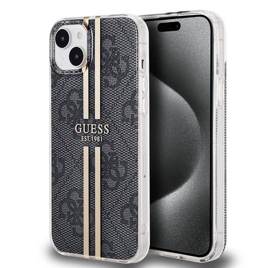 Puzdro pre Apple iPhone 15 Plus, Guess, IML 4G Gold Stripe, Čierne
