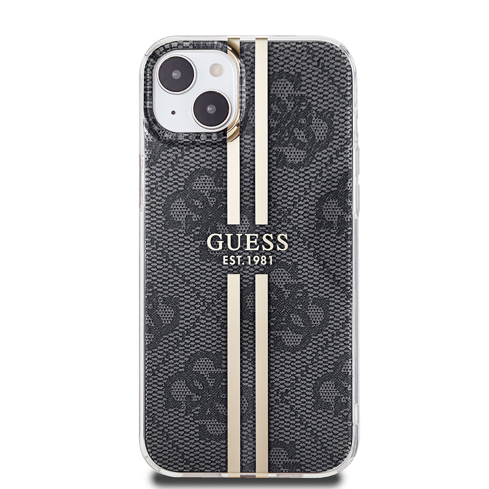 Puzdro pre Apple iPhone 15 Plus, Guess, IML 4G Gold Stripe, Čierne
