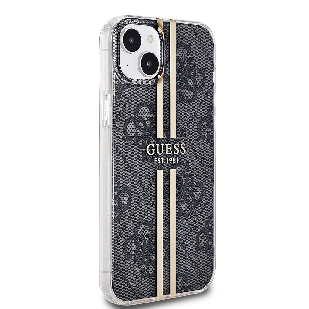 Puzdro pre Apple iPhone 15 Plus, Guess, IML 4G Gold Stripe, Čierne