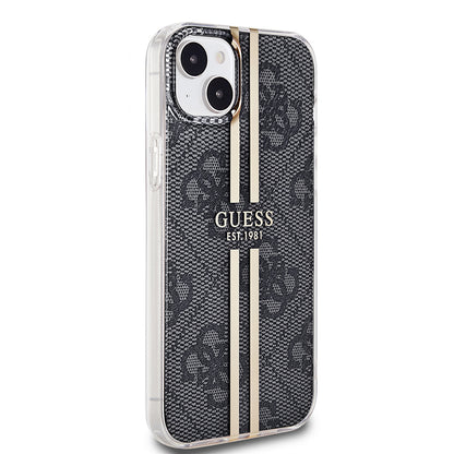 Puzdro pre Apple iPhone 15 Plus, Guess, IML 4G Gold Stripe, Čierne