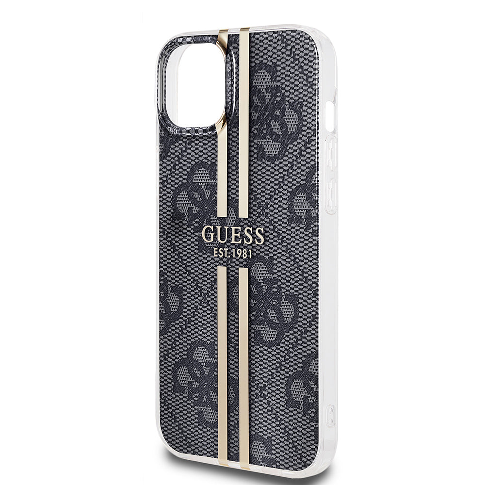 Puzdro pre Apple iPhone 15 Plus, Guess, IML 4G Gold Stripe, Čierne