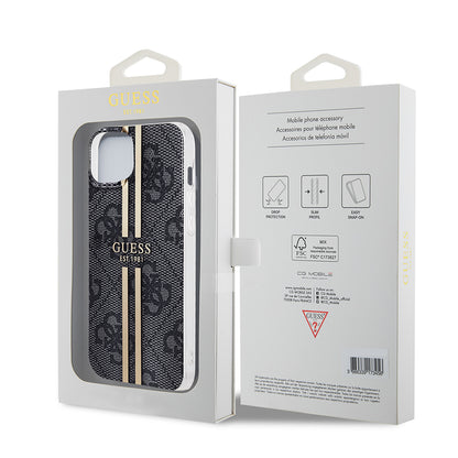 Puzdro pre Apple iPhone 15 Plus, Guess, IML 4G Gold Stripe, Čierne