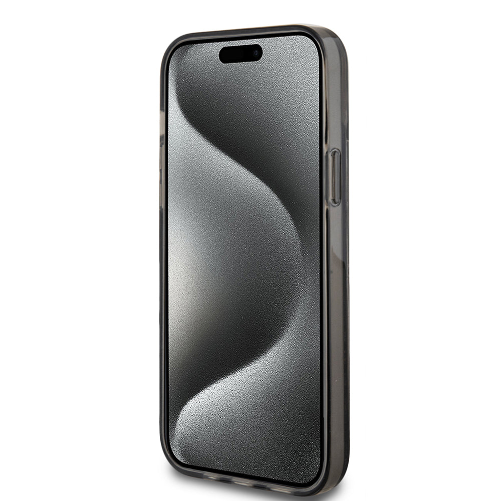 Puzdro pre Apple iPhone 15 Plus, Guess, Liquid Glitter Gold Stripes, Čierne