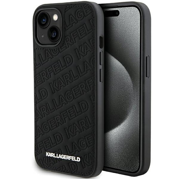 Puzdro pre Apple iPhone 15 Plus, Karl Lagerfeld, Diagonal Quilted K Pattern, Čierne
