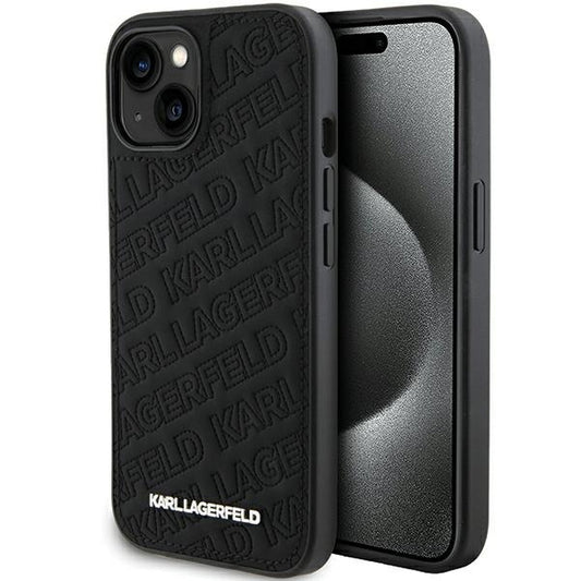 Puzdro pre Apple iPhone 15 Plus, Karl Lagerfeld, Diagonal Quilted K Pattern, Čierne