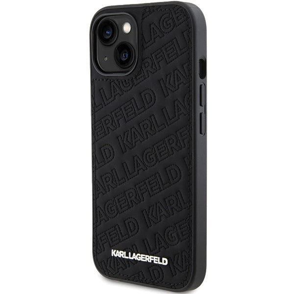 Puzdro pre Apple iPhone 15 Plus, Karl Lagerfeld, Diagonal Quilted K Pattern, Čierne