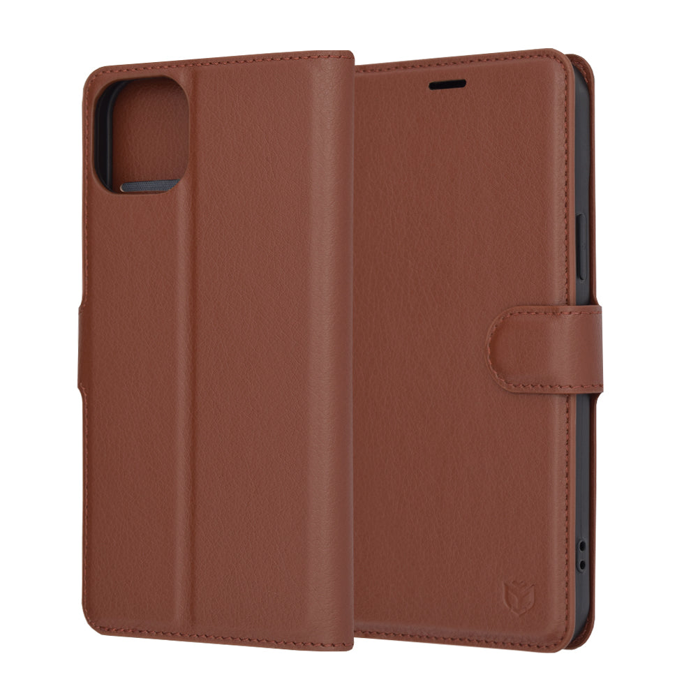 Obal na Apple iPhone 15 Plus, Techsuit, kožené folio, hnedý