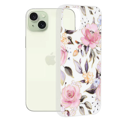 Puzdro pre Apple iPhone 15 Plus, Techsuit, Marble, Biela