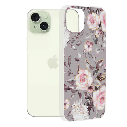 Puzdro pre Apple iPhone 15 Plus, Techsuit, Marble, Sivá