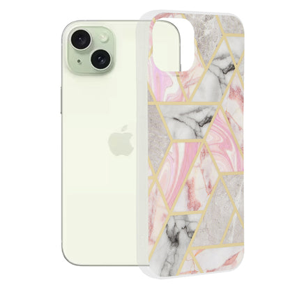 Obal na Apple iPhone 15 Plus, Techsuit, Marble, Ružový