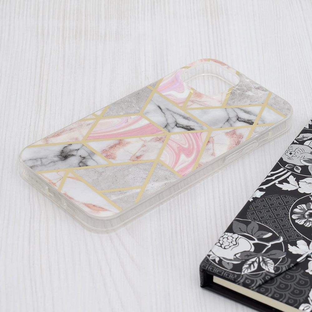 Obal na Apple iPhone 15 Plus, Techsuit, Marble, Ružový