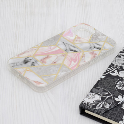 Obal na Apple iPhone 15 Plus, Techsuit, Marble, Ružový
