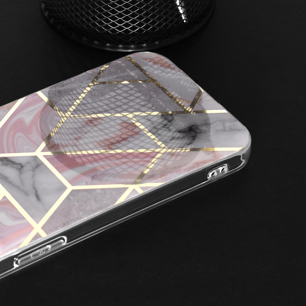 Obal na Apple iPhone 15 Plus, Techsuit, Marble, Ružový
