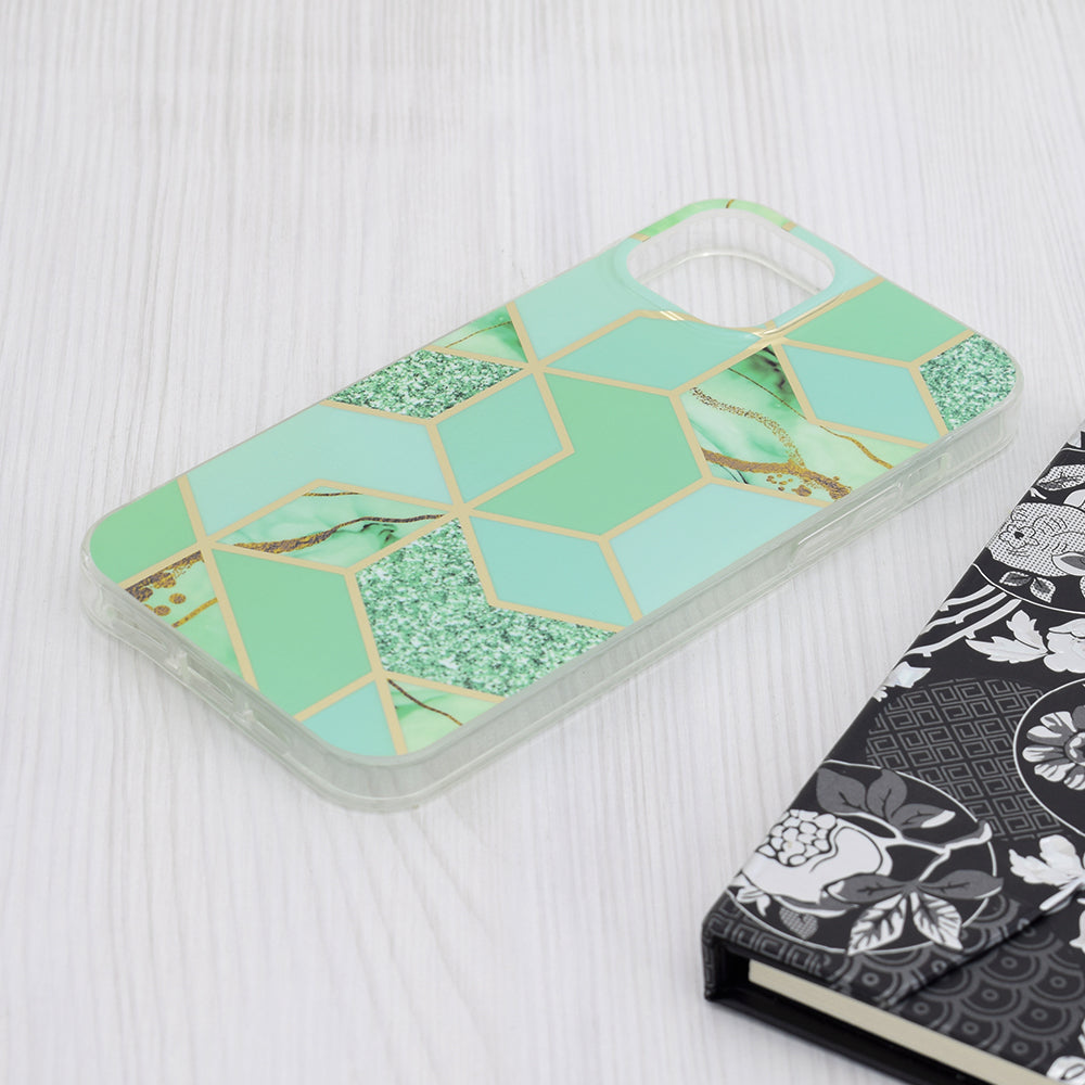 Obal na Apple iPhone 15 Plus, Techsuit, Marble, Zelený