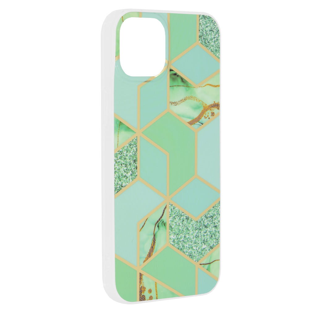 Obal na Apple iPhone 15 Plus, Techsuit, Marble, Zelený