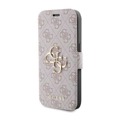 Puzdro pre Apple iPhone 15 Pro, Guess, 4G Book, Ružové